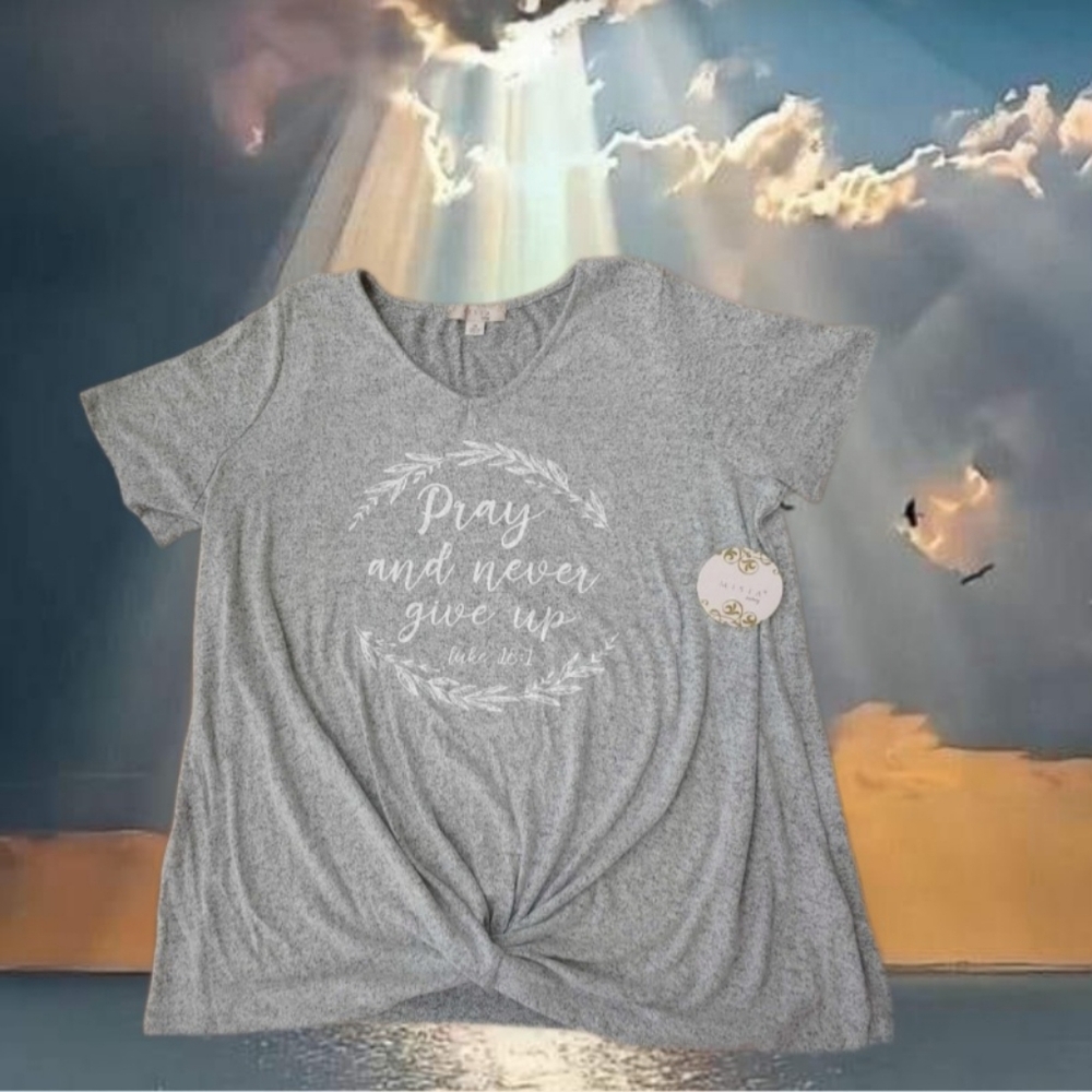 New Misia Curvy Pray And Never Give Up Shirt.